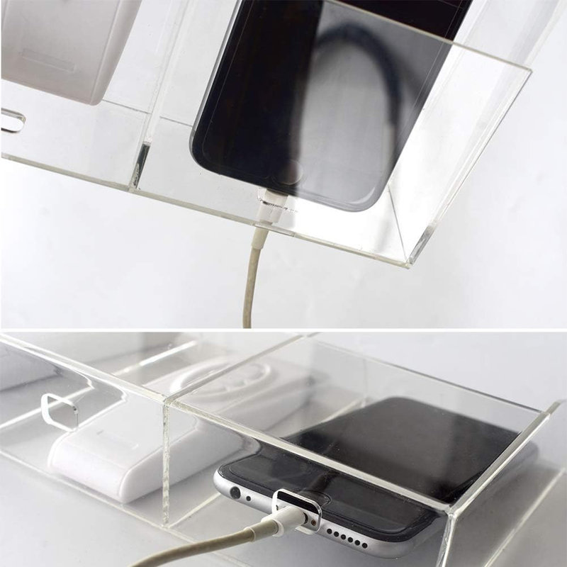 Clear Wall Mounted Charging Phone Holder Smart Phone Station TV Remote Control Holder Wall Box