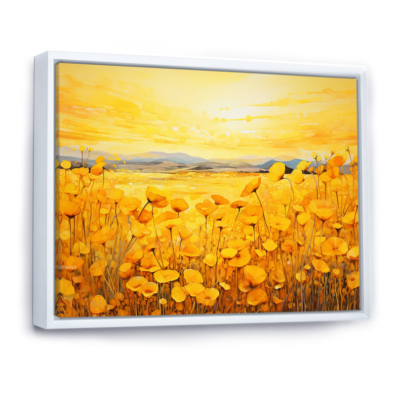  Bliss Flower Meadows I - impression, Cadre flottant blanc, H 34 po x l 44 po x P 0,5 po