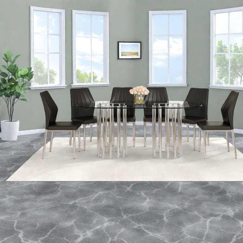 Ensembles de table de salle à manger (doit inclure à la fois la table et la chaise) Maison moderne en verre de 71 pouces