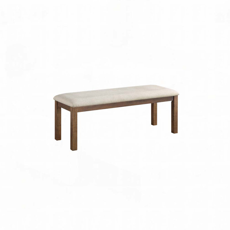 Banc rembourré, H 19,5 po x l 48,5 po x P 17 po, Chêne