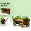 Brouette mobile - Jardinière en forme de jardin, bois, grand espace pour les pots de fleurs, drainage, poignée, finition de chariot en bois de style rétro, espace de plantation, option de mobilité facile