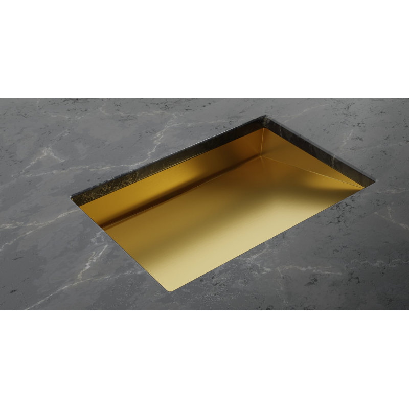 Lavabo de salle de bain encastrable en acier inoxydable brossé 23,6 po x 16,5 po Badeloft ES-UB-04-L-BG, Or brossé