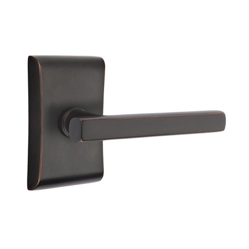 Freestone Flat Double Dummy Door Lever with Rectangle Rosette, Oil Rubbed Bronze, Right