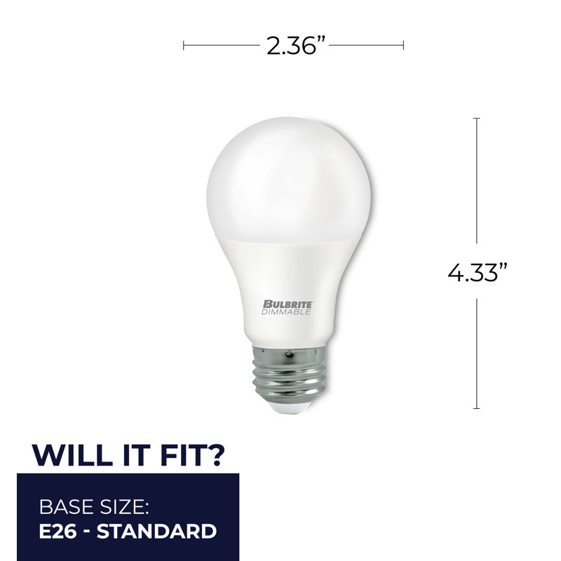 9 Watt (60 Watt Equivalent), A19 LED, Dimmable Light Bulb, E26/Medium (Standard) Base, 2700K