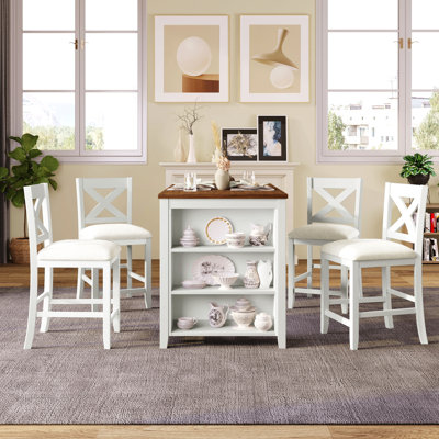 Ensemble de 5 tables de bar en bois à hauteur de comptoir avec 4 chaises
