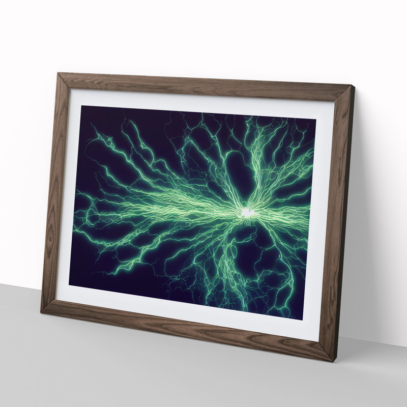 XH1022-3009X Electricity Art Vol.3 - Single Picture Frame Print, 46cm H x 64cm W x 2cm D, Walnut 
