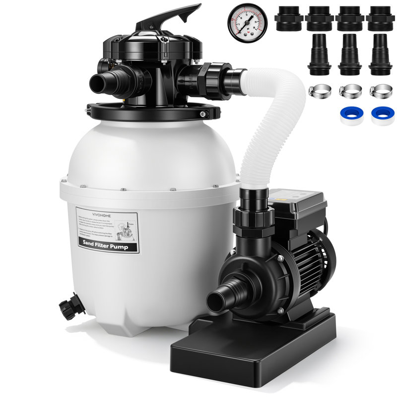 12 In. 3168 GPH Sand Filter Pump With Timer for Above-Ground Pools