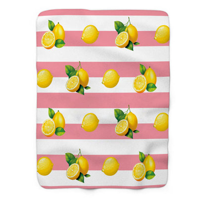Rosy Citrus Splash - 1 Piece Premium Sherpa Blanket
