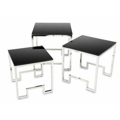 Exley Glass Top Sled Nesting Tables