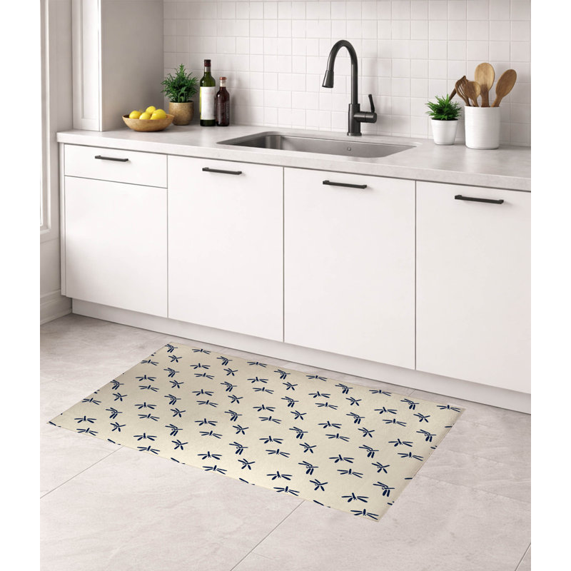 Tapis de cuisine Dragonfly, Rectangle 2' x 3', Deep Navy Geometric