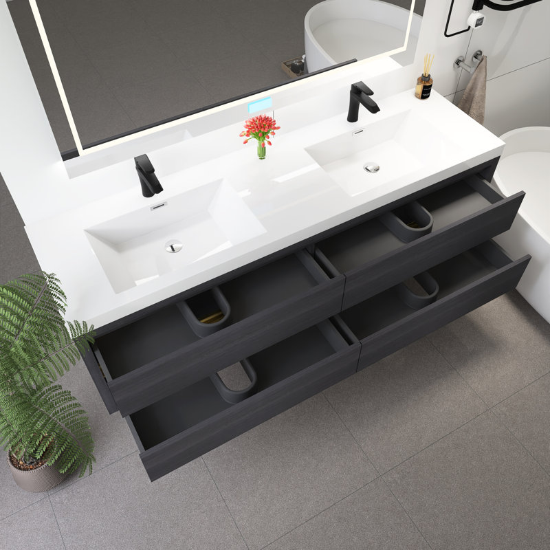 Meuble-lavabo mural 72 po avec lavabo, Espresso