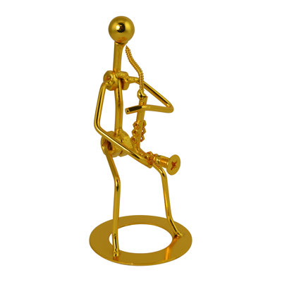 7" Gold Metal Saxophone Player Figurine