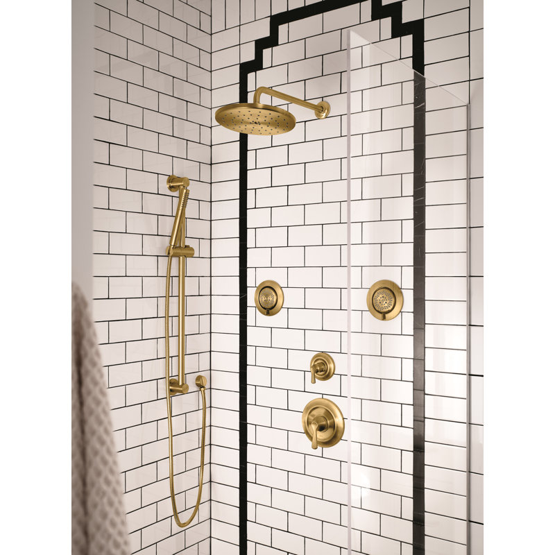 Waterhill Rain Fixed Shower Head with Immersion, Brushed Gold