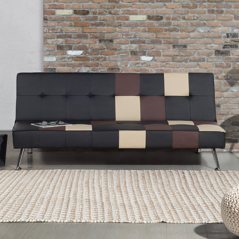 Olsker 3 Seater Velvet Sleeper, Black/Brown/Beige