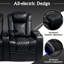 Fauteuil de cinéma maison en cuir véritable 2 pièces, noir-640520935