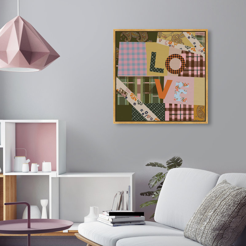Retro Scarf II Canvas Typography and Symbols Print by Oliver Gal, Black Frame, 12 x 12, 25"H x 25"W, Gold Floater Frame