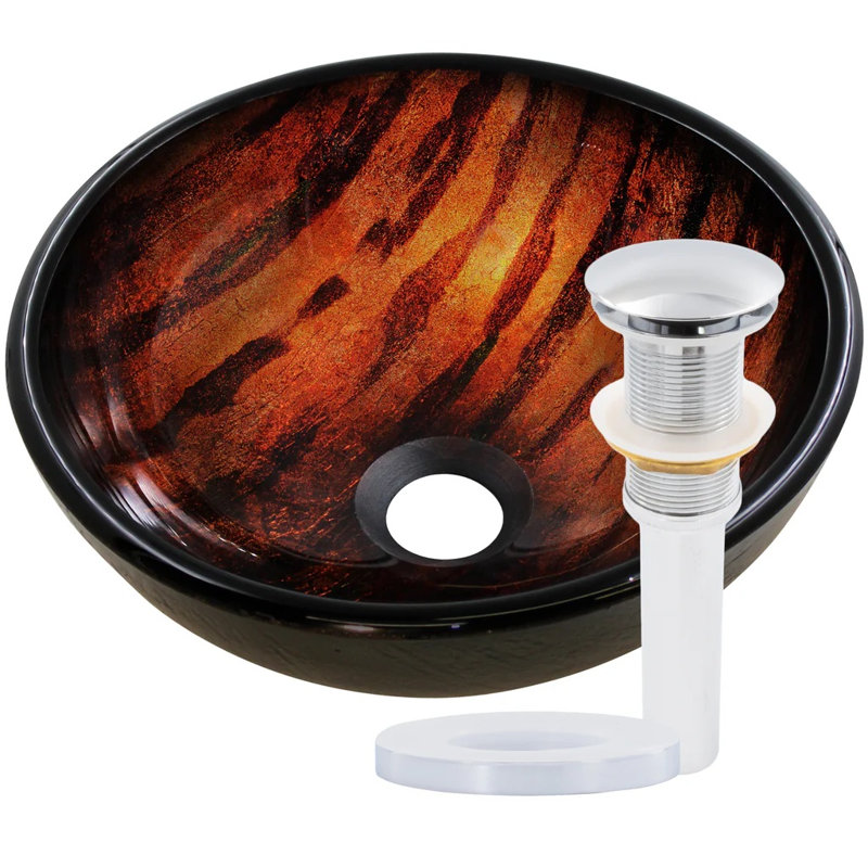 Novatto MIMETICA 12'' Glass Oval Bathroom Sink, Chrome