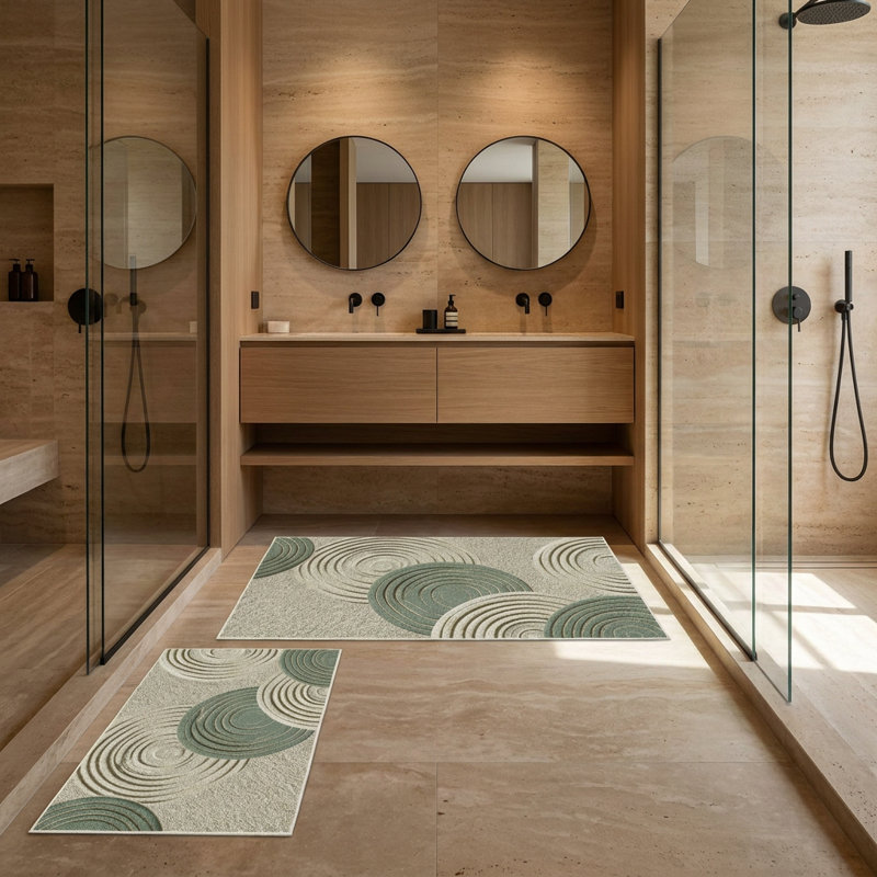Ensemble de tapis de bain Tranquil Ripple Sage Green (2 pièces)