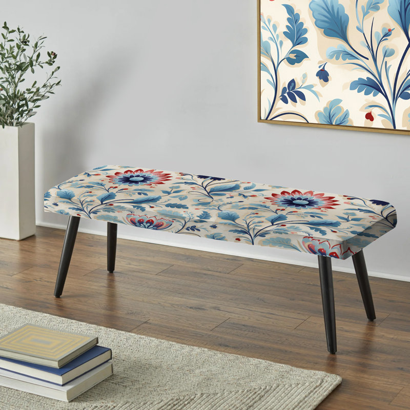 Banc floral rétro bleu minimaliste minimaliste