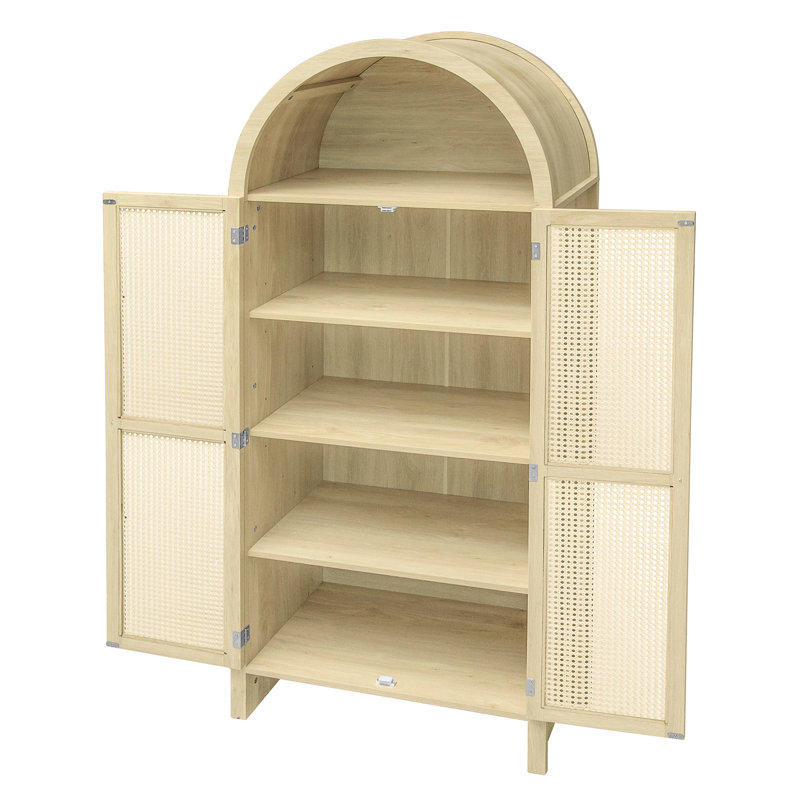 Grande armoire arquée de 70,28 po de hauteur, porte, 4 panneaux intérieurs, charnières en métal, capacité de charge de 33 lb pour le garde-manger de la salle à manger, 2 tablettes réglables, organisation de cuisine à charnières