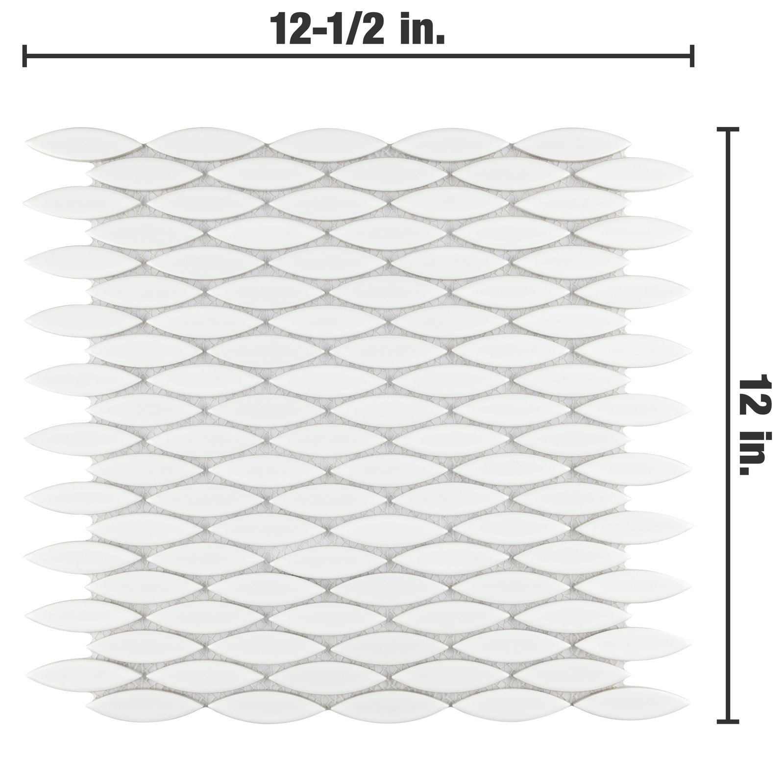 Pescado 12 " x 12-1/2 " Porcelain Mosaic Floor & Wall Tile, Glossy Blanco