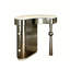 Petit meuble-lavabo de coin noir de luxe avec plateau en pierre frittée-622663016