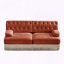 Canapé Chesterfield en velours doux avec capitonnage à boutons et jupe à pampilles-290856304