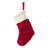 Boiled Wool Red Stocking with Pom Poms and Snowflake Design - Red, White - 20"