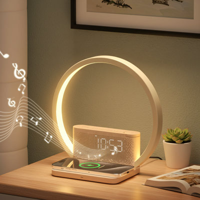 Sunrise Alarm Clock Wireless Charger, 10 White Noise Modes + 30/60/90-Minute Timer, 3-Level Touch Night Light, Dual Clock, Suitable For Bedroom Decor, Women's Gift