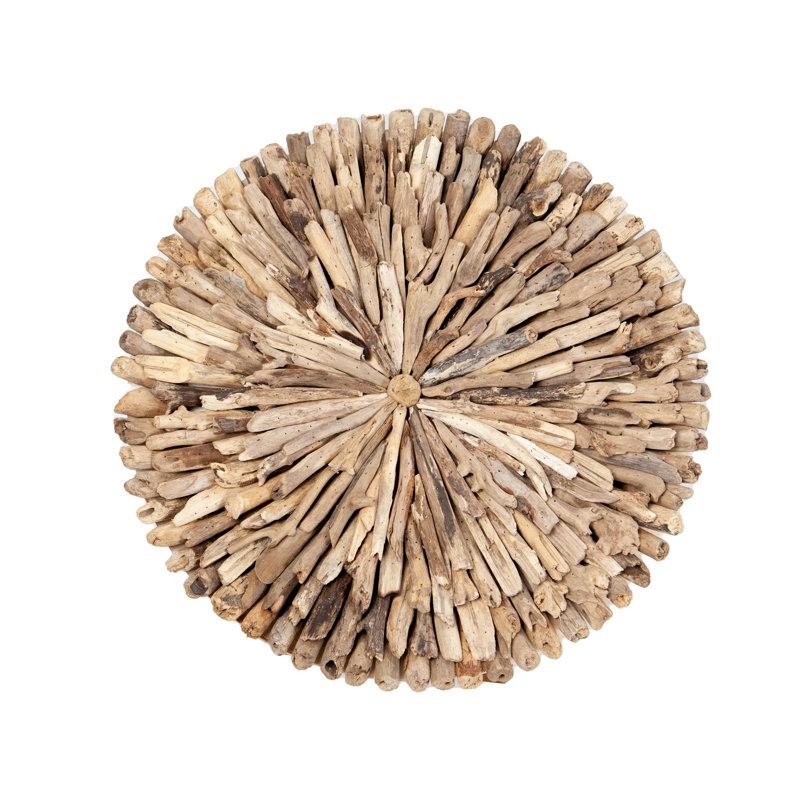 Handmade Abstract Wall Decor on Solid Wood, 24" H x 24" W x 3" D, Natural