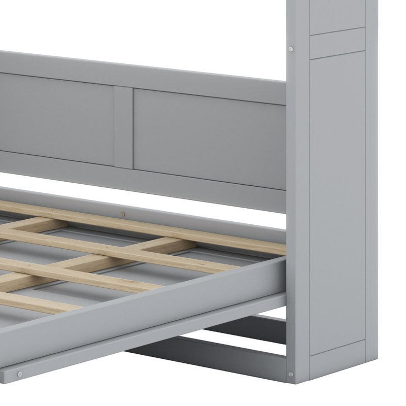 Lit escamotable mural Murphy avec tablettes, garde-robe et lumières DEL, Gris