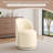 Upholstered Modern Cream Faux Leather Barrel Swivel Side Dining Chair-119714299