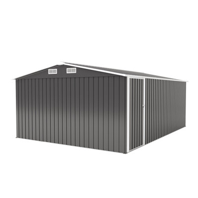 Remise de rangement extérieure en métal gris foncé de 3 pi x 14 pi avec 3 portes verrouillables Campcraft