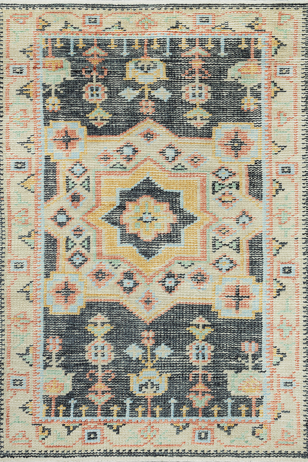 Charlton Home Capriola Hand-Knotted Wool/Cotton Grey/Gold/Coral Area ...