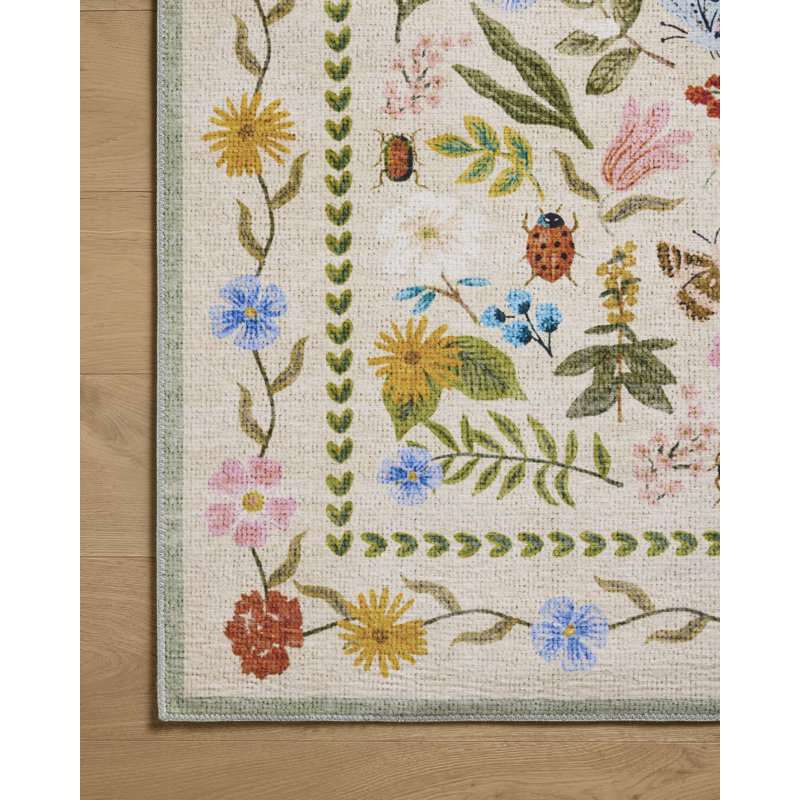Tapis crème Rifle Paper Co. x Loloi, Carré 1 pi 6 po