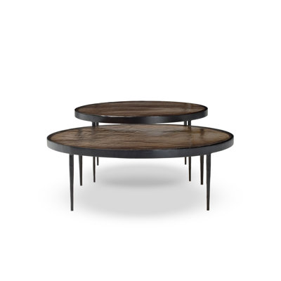 Yoko Nesting Set Of 2-Smoked Brown Cast Glass