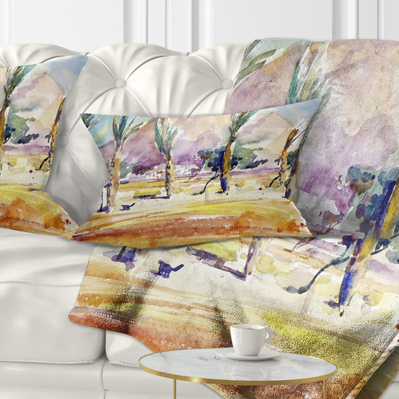 Coussin Watercolor Sea and Palm - Landscape
