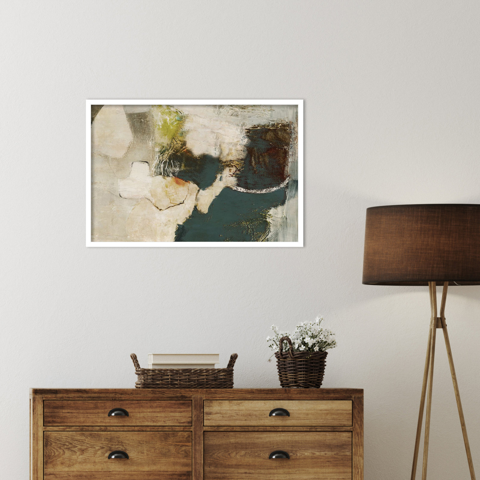 Obscured in Blue Print by PI Studio, White, 23" H x 33" W