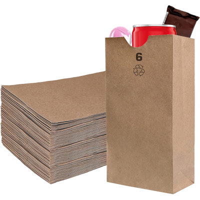 Sacs en papier kraft brun Ecoqualité de 6 lb, pour les collations, le déjeuner, les sacs-cadeaux, l'épicerie et les produits (300)