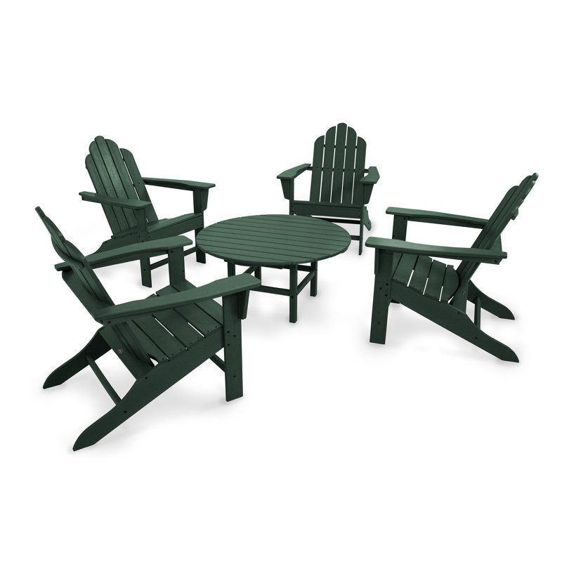 POLYWOOD Long Island Adirondack 5-Piece Conversation Group, Green