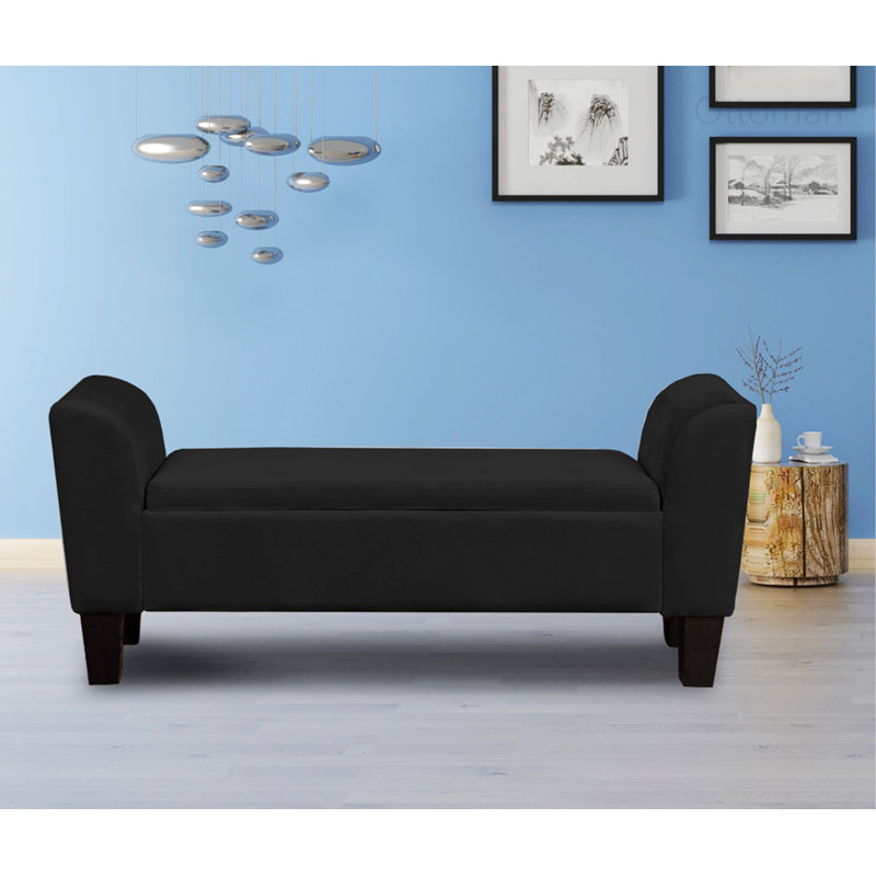 Banc avec rangement Ellesef, Velours noir