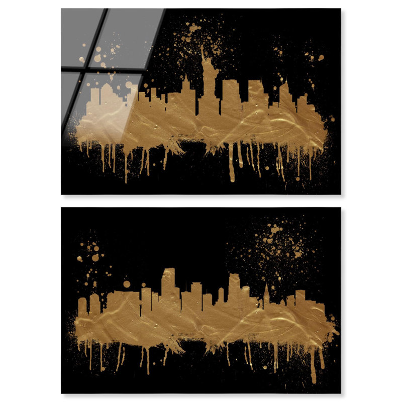 Décoration murale abstraite en acrylique Glamour City Lights par Art Remedy, prête à être accrochée, H 10 po x l 15 po