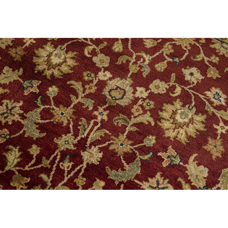 Tapis beige et vin de haute qualité noué à la main