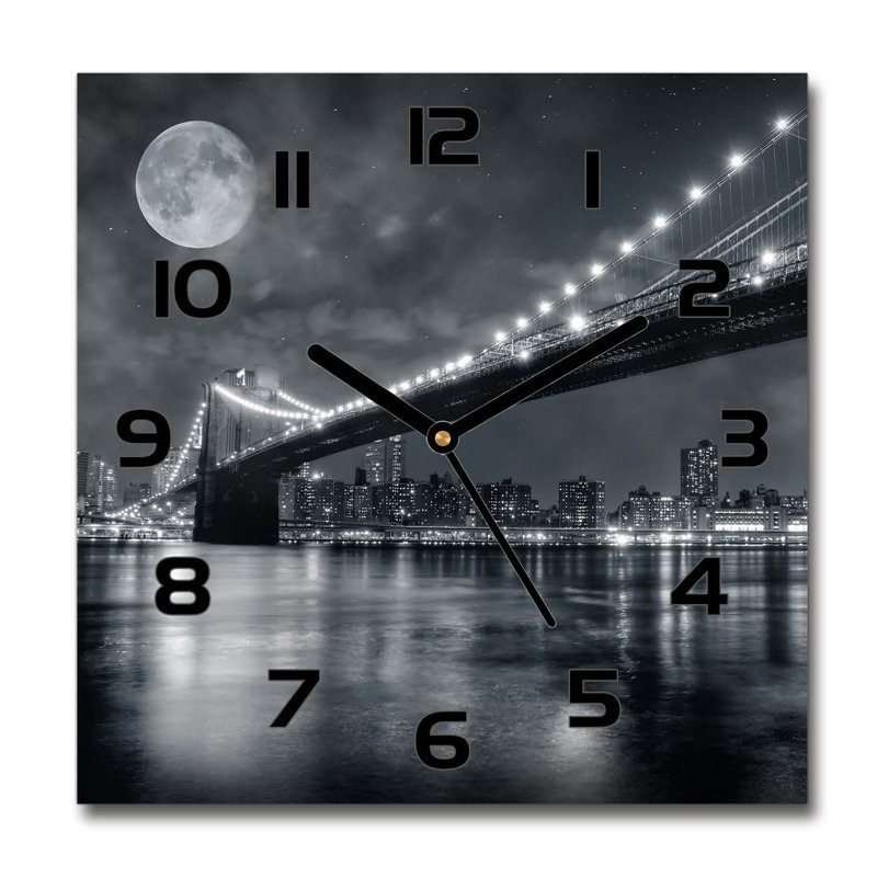 Joselene Glass Wall Clock, Black, 60cm H x 60cm W x 0.4cm D