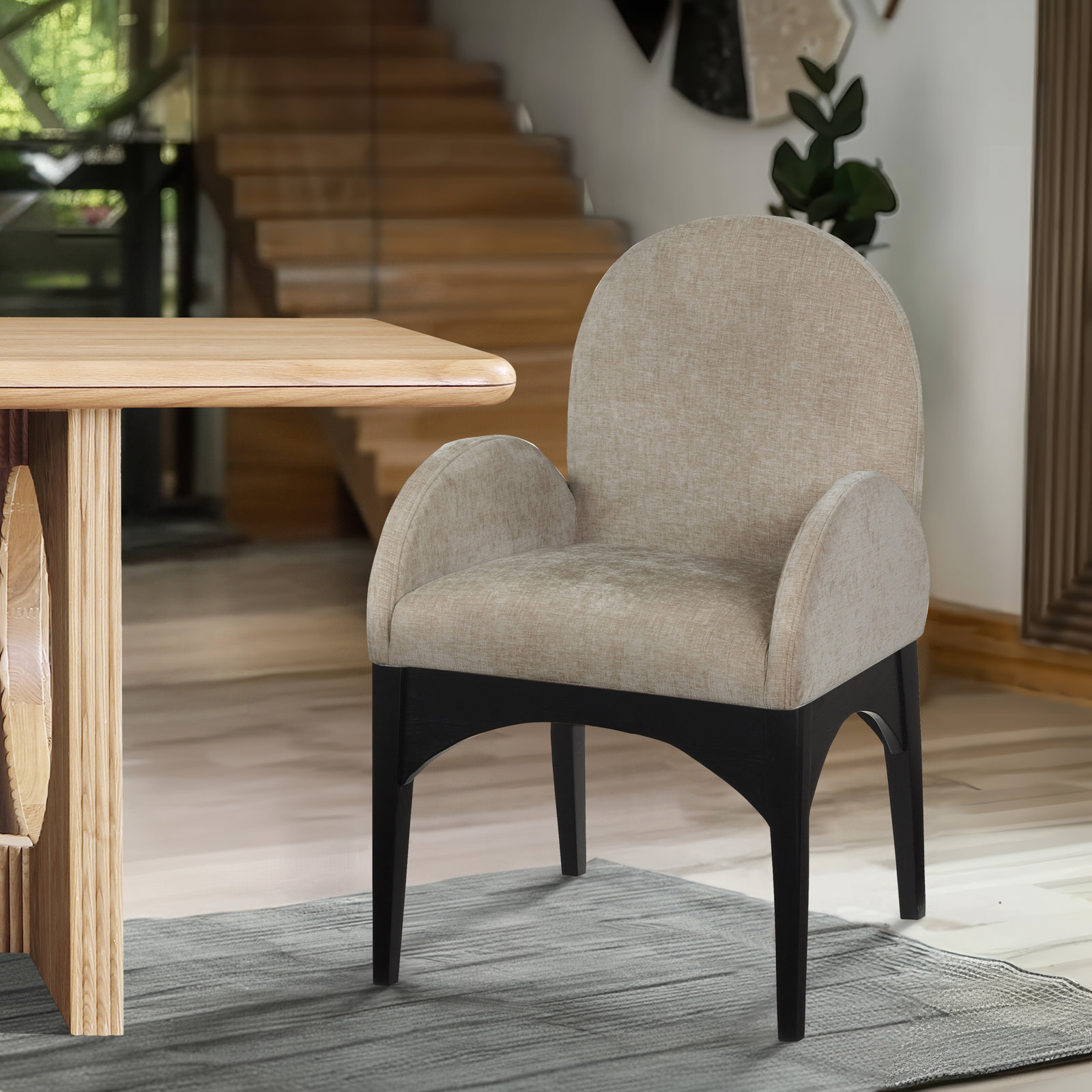 Waldorf Armchair, Beige, Black