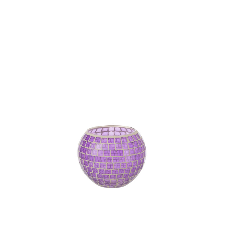Glass Wall Tealight Holder, 12cm H x 15cm W x 15cm D, Purple