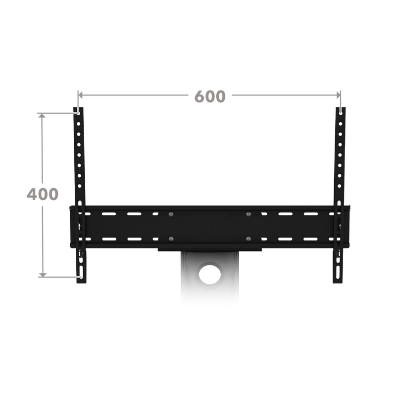 Unfinished TV Stand for TVs up to 65",  Silver Effect / Black Glass 