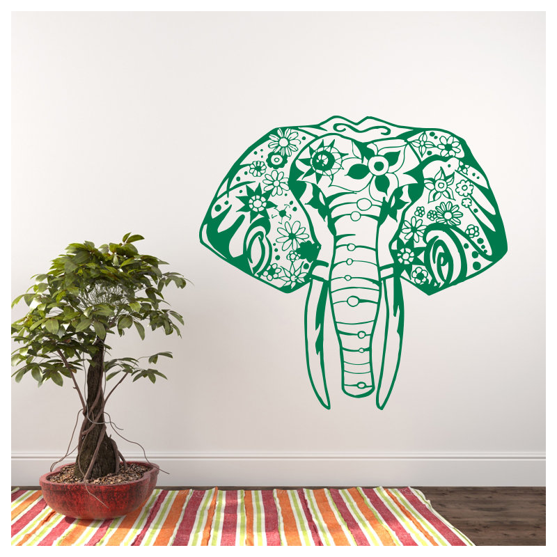 Décalcomanie murale éléphant yoga Litton, Vert