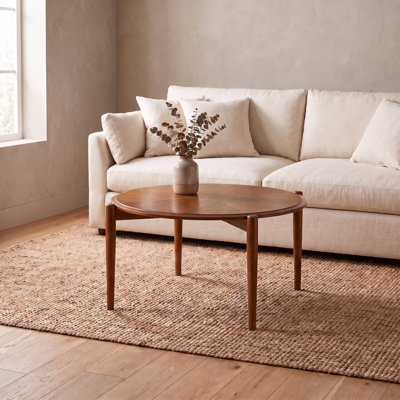 Vaenfila Round Wood Mid-Century Modern Coffee Table