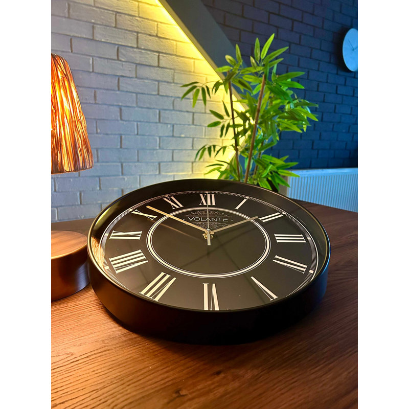 Amary Wall Clock, Black/Gold/White
